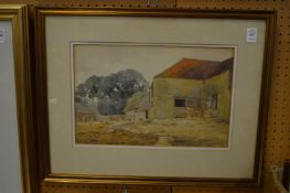 C W L Dashwood, view of a farmyard, watercolour.