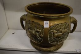 A Chinese brass jardiniere.