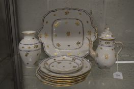 A Herend porcelain part tea service with gilt decoration.