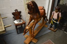 A very good large handmade carved hardwood rocking horse.