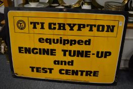An enamel sign T I Crypton, tuning and test centre.