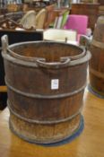 An old metal bound bucket.