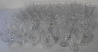 Selection of cut glass / crystal glasses, inc. Royal Doulton whisky tumblers, other tumblers,