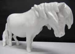 Meissen weiss blanc de chine Shetland pony, crossed swords and incised mark, 13cm tall