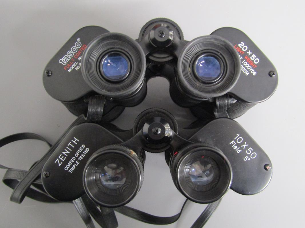 Binoculars - Tasco model 314 20x50 & Zenith 10x50, millefiori, cross stitch and bubble paperweights, - Image 5 of 5