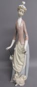 Lladro 'Boulevard Lady' 4761 woman with dog figure - approx. 36cm tall