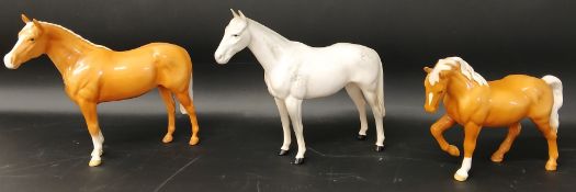 2 Beswick Palomino horses & Beswick dapple grey