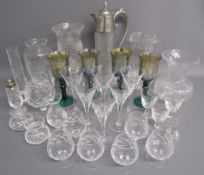 Glassware includes tealight lantern, vases, Millennium iridescent glasses, etc
