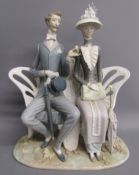 Lladro 'Autumn Leaves' 1274 lovers in the park figures - approx. 30cm x 25.5cm x 14.5cm