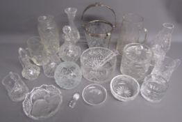 Collection of crystal glasseware includes Royal Doulton & Brierley, ice bucket, vases, jugs, etc