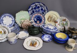 Devon blue and white plates and matching tureen, Seville blue and white plate, Royal Doulton