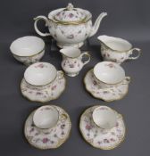 Royal Crown Derby 'Royal Antoinette' A1225 - 4 cup teapot - pair cups and saucers - pair of coffee