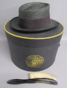 Lock & Co Hatters London wide band black straw 'Palm Springs' panama hat with original box and brush