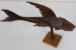 Len Brown Pitcairn carved fish, (break to tail)