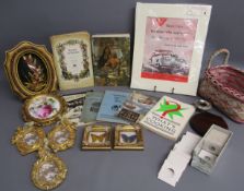 2 taxidermy small framed butterflies, cookery books include The ABC of fish cooking, Cookery in