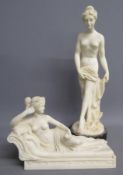 Gino Regurri Italian resin Venus at bath figure on marble base and Venus Victrix