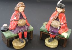 Pair of Reg Johnson studio pottery figurines - My First & Second Sermon 14cm h
