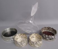 Deru wine decanter with matt stopper, Royal Selangor pewter wine bottle coaster & Topazio Assunnah