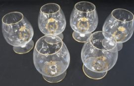 Set of 6 Napoleon brandy glasses, in presentation box
