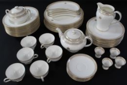 Minton S-104 bone china part dinner service to include 10 plates 23cm, 10 Plates 27cm, 6 saucers, 10