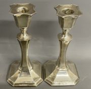Pair of weighted silver candlesticks Ht 18cm Birmingham 1933