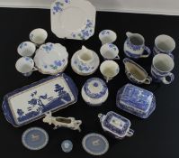 Selection of ceramics including Colclough Longton, milk jug, 7 side plates, 6 saucers, 6 cups, large
