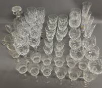 Large quantity of crystal drinking glasses including Majestic Crystal wine glasses