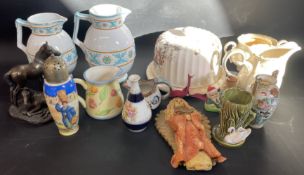 Victorian & later ceramic items including a cheese dish, pair of jugs etc