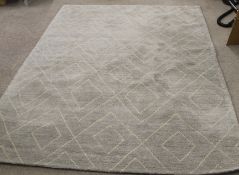 Handmade full wool pile grey, contemporary design, India carpet 2m x 3m
