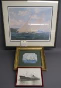 Steven Dews 'Britannia & Yankee : Round the Island race 1935' framed limited edition 12/350 print,