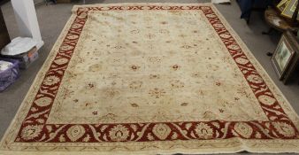 Large handwoven 100% wool pile naturally dyed, Zigla carpet with unique all over flora design with