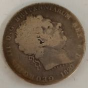 1820 George III silver crown (shows some wear)