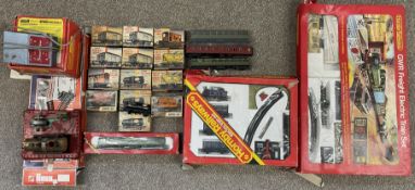 Part Hornby train sets, Airfix boxed rolling stock, Mamod engine etc