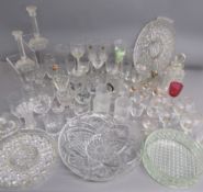 Collection of glassware - mostly drinking glasses, also hors d'oeuvre dishes, bowls, candlesticks