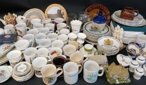 Quantity of mixed ceramics including collectors plates, commemorative mugs, etc (many marked with