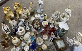 Large collection of mixed ceramics & glass including figures, paperweights, dogs etc, plus