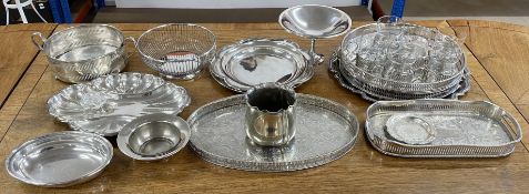 Silver plated trays, dishes etc
