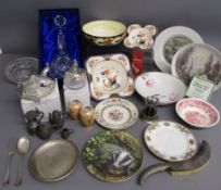 Royal Doulton fine crystal decanter - Orchid butter dish with cover and lidded pot with duck knops -