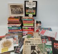 Quantity of vintage books on football, signed Grimsby Town Football Club book, autographs