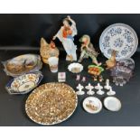 Herend Hungary Cossack dancer, Capodimonte figure of a young boy eating melon, Noritake gilded bowl,