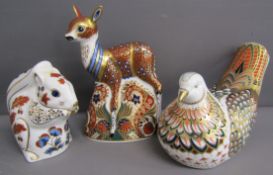 3 Royal Crown Derby paperweights - Fawn Exclusively for Collectors Guild - squirrel & turtle dove (