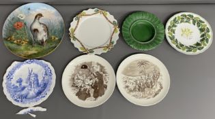 Large hand painted Spode charger depiction a grouse with chicks by C J Weaver (repaired), Coupland