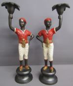 Pair of cold painted bronze Blackamoor candle holders depicting 2 Moorish men - approx. 27cm tall