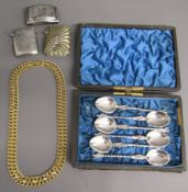 Silver vesta case W.G Keight 1904 Birmingham (0.7ozt), possibly Thomas Freeman 1825 Birmingham snuff