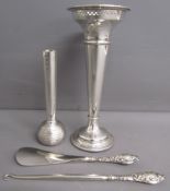 Silver Deakin & Francis Birmingham 1973? bud vase - Lee & Wigfull Sheffield 1917 vase - Chester 1908