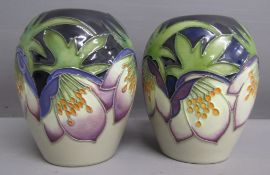 Pair Moorcroft Festival Flowers miniature vases 2010 with marks to base - approx. 9.5cm tall