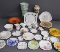 Shelley Melody vase - 8125 Worcester style vase - orange tazza - Harmony ashtray - footed