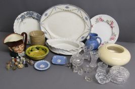 Collection of ceramics and glassware includes Royal Worcester plate - vase - Wedgwood Jasperware -