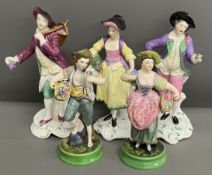 Five Spode figures: Spode Bone China Chelsea Figure No. 5, Spode Copeland China Newton Boy No.