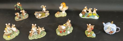 Border Fine Arts Enamels The Snowman teapot & 8 Border Fine Arts Merrie Mice figurines (all with